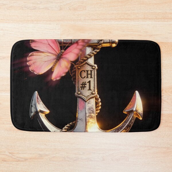 Item preview, Vintage Metallic Anchor with Pink Butterfly Retro Pop Art designed and sold by Hen-C-Art.
