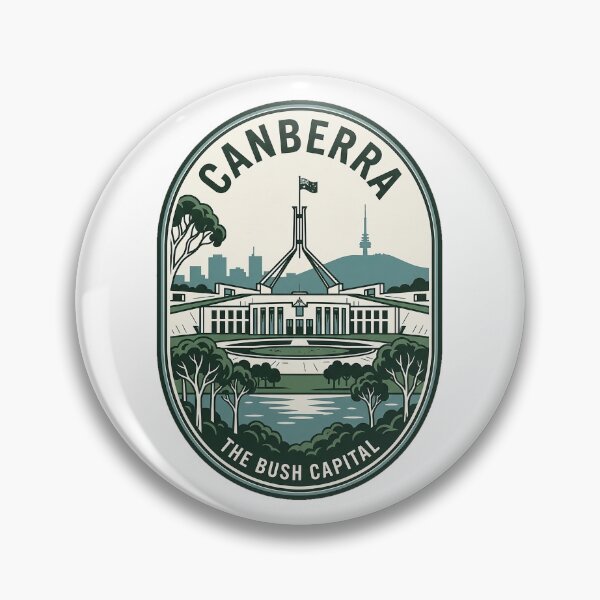 Item preview, Canberra Australia Parliament House Retro Travel Badge designed and sold by k3rstman1.