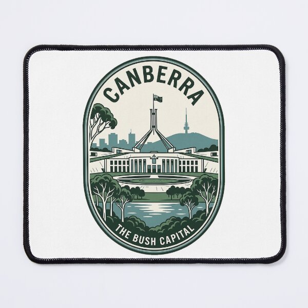 Item preview, Canberra Australia Parliament House Retro Travel Badge designed and sold by k3rstman1.