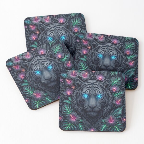 Item preview, Tiger surrounded by tropical flowers designed and sold by AnnArtshock.