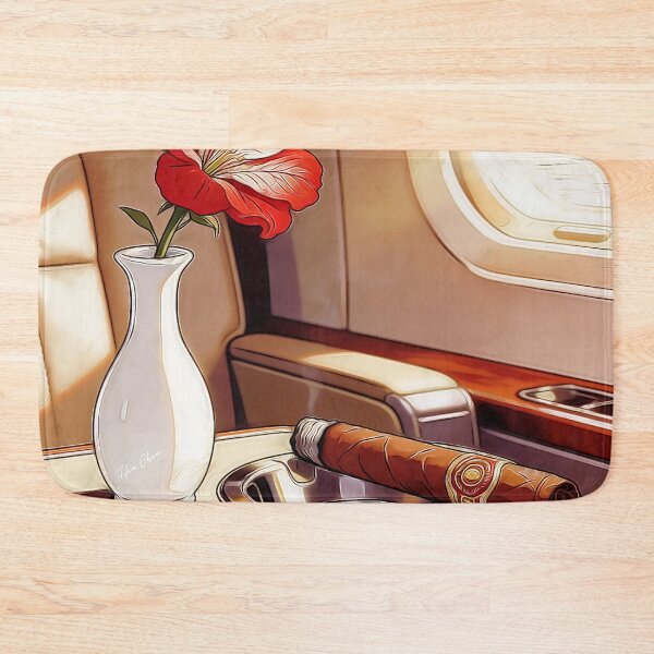 Item preview, Luxury Private Jet Cigar and Red Flower Vintage Illustration designed and sold by Hen-C-Art.