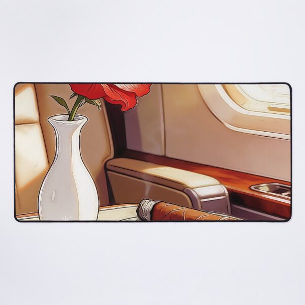 Item preview, Luxury Private Jet Cigar and Red Flower Vintage Illustration designed and sold by Hen-C-Art.