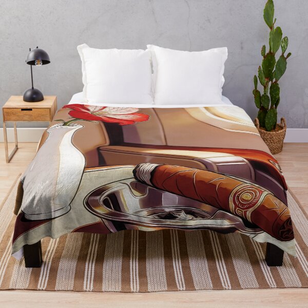 Item preview, Luxury Private Jet Cigar and Red Flower Vintage Illustration designed and sold by Hen-C-Art.