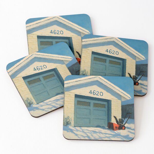 Item preview, Snowy Garage Winter Scene With Red Snowblower Painting designed and sold by PandaTShirtShop.