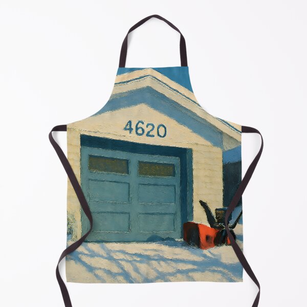 Item preview, Snowy Garage Winter Scene With Red Snowblower Painting designed and sold by PandaTShirtShop.