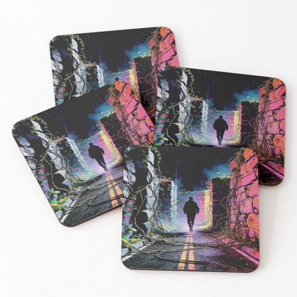 Item preview, 90s Road Movie Aesthetic Neon Cyberpunk Night Walker Illustration designed and sold by Hen-C-Art.