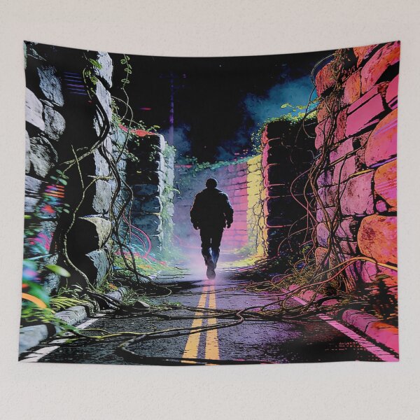 Item preview, 90s Road Movie Aesthetic Neon Cyberpunk Night Walker Illustration designed and sold by Hen-C-Art.