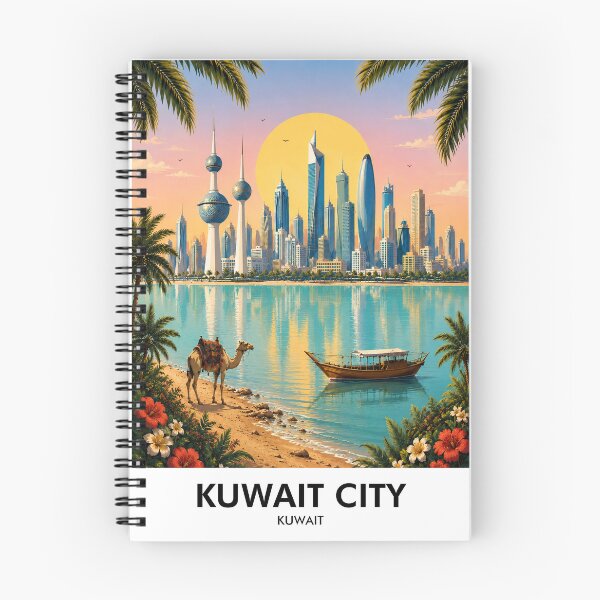 Item preview, Kuwait City Retro Travel Print designed and sold by HomeLivingCo.