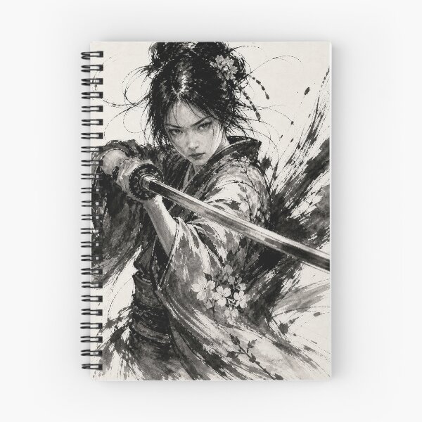Item preview, Sakura Blade — Japanese Ink Wash Samurai Woman Art Print designed and sold by BuryuJapanArt.