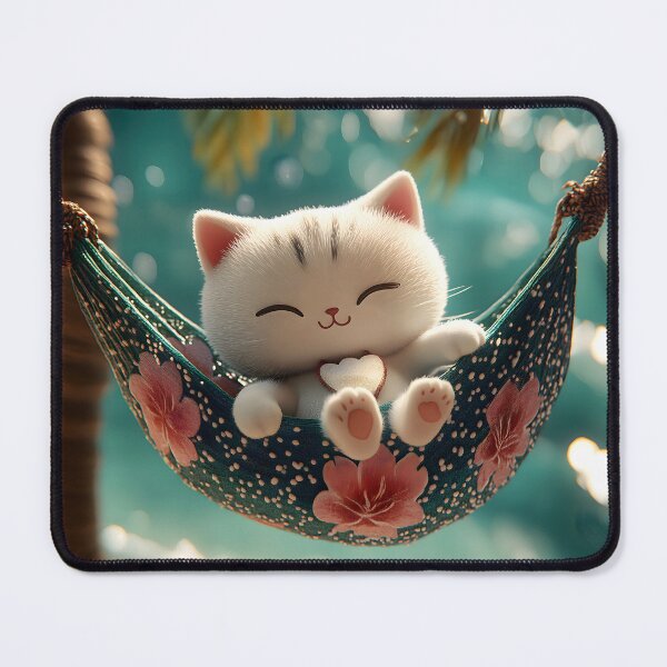 Item preview, Cute Cat Sleeping in a Beach Hammock designed and sold by colorful-white.