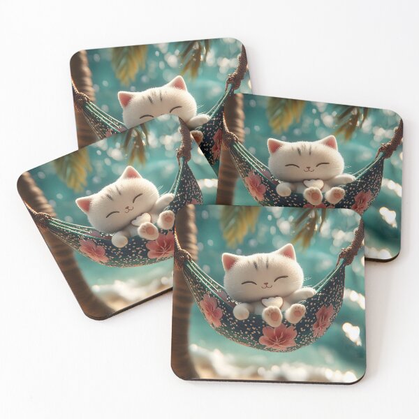 Item preview, Cute Cat Sleeping in a Beach Hammock designed and sold by colorful-white.
