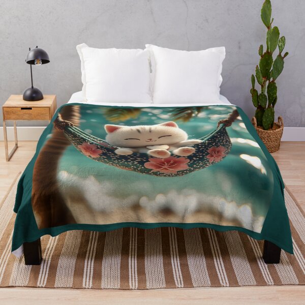 Item preview, Cute Cat Sleeping in a Beach Hammock designed and sold by colorful-white.