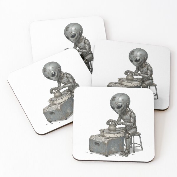 Item preview, Cute Alien Cyborg Pottery Wheel Ceramic Artist designed and sold by octozap.