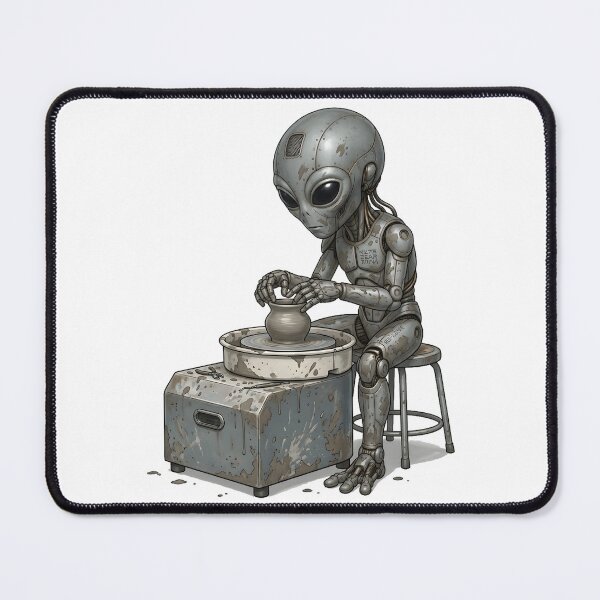 Item preview, Cute Alien Cyborg Pottery Wheel Ceramic Artist designed and sold by octozap.