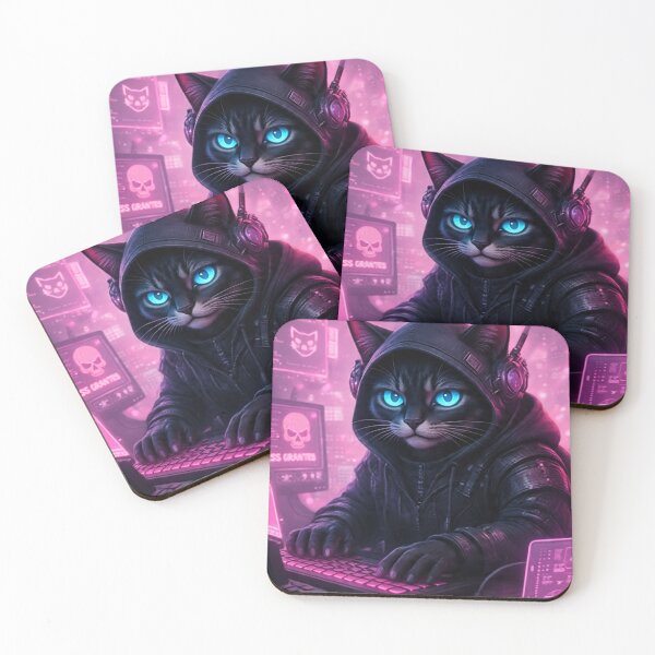 Item preview, Cyberpunk Hacker Cat Sakura – Pink Cherry Blossom designed and sold by Neo Tokio.