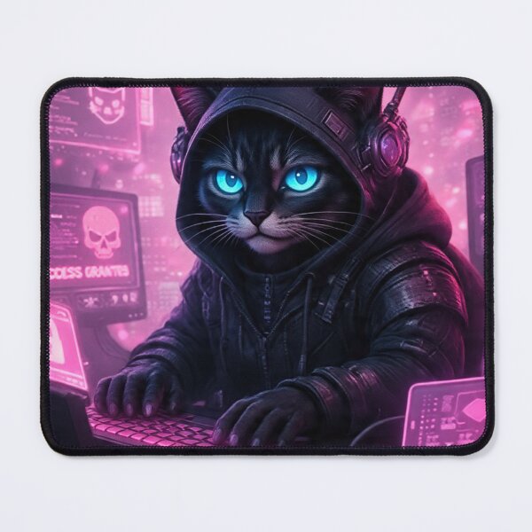 Item preview, Cyberpunk Hacker Cat Sakura – Pink Cherry Blossom designed and sold by Neo Tokio.