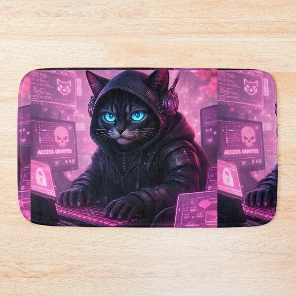 Item preview, Cyberpunk Hacker Cat Sakura – Pink Cherry Blossom designed and sold by Neo Tokio.