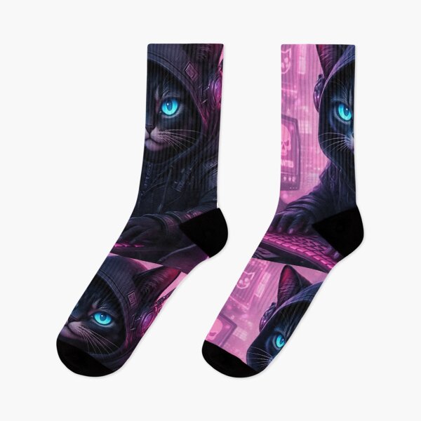 Item preview, Cyberpunk Hacker Cat Sakura – Pink Cherry Blossom designed and sold by Neo Tokio.