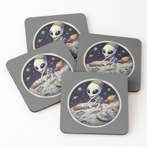 Item preview, Funny Alien Riding Witch Broomstick On The Moon designed and sold by Sunkhung.