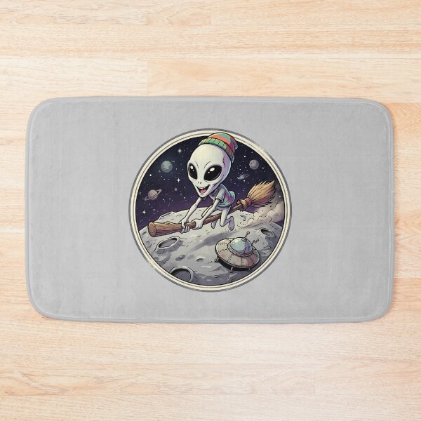 Item preview, Funny Alien Riding Witch Broomstick On The Moon designed and sold by Sunkhung.