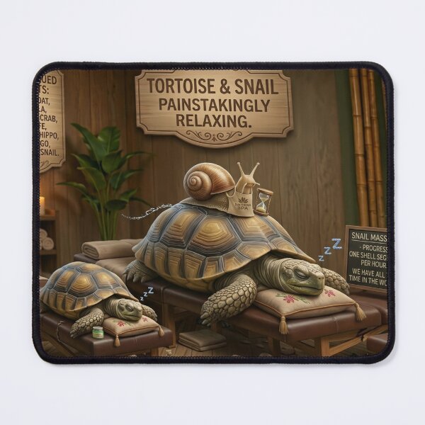 Item preview, Slow Motion Funny Tortoise and Snail Spa Day designed and sold by SoftAuraStudi0.