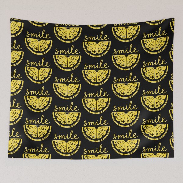 Item preview, Smile Lemon Slice Vintage Yellow Fruit Typography Positivity Art designed and sold by CoquetteDigitalArt.