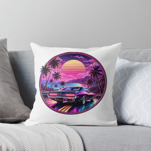 Item preview, Neon Sunset Muscle Car – Retro Synthwave Vaporwave Coastal Drive designed and sold by allin14fun.