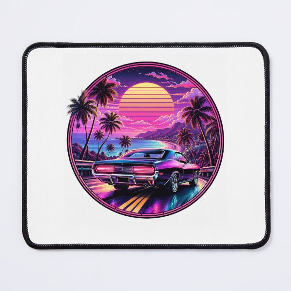Item preview, Neon Sunset Muscle Car – Retro Synthwave Vaporwave Coastal Drive designed and sold by allin14fun.