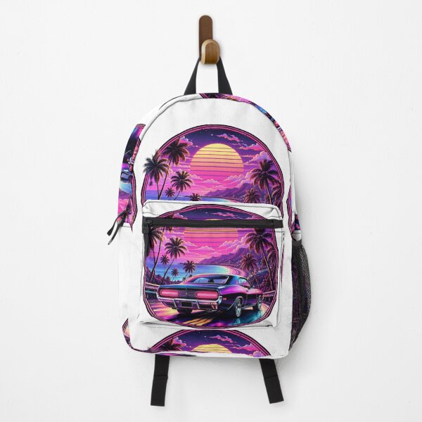 Item preview, Neon Sunset Muscle Car – Retro Synthwave Vaporwave Coastal Drive designed and sold by allin14fun.