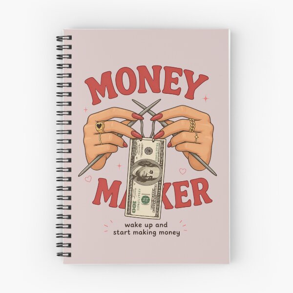 Item preview, Retro Money Maker Knitting Millionaire Hustle Motivation Typography designed and sold by CoquetteDigitalArt.
