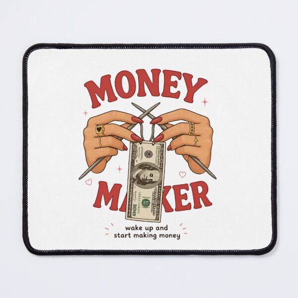 Item preview, Retro Money Maker Knitting Millionaire Hustle Motivation Typography designed and sold by CoquetteDigitalArt.