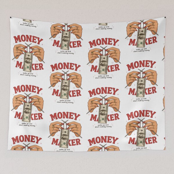 Item preview, Retro Money Maker Knitting Millionaire Hustle Motivation Typography designed and sold by CoquetteDigitalArt.