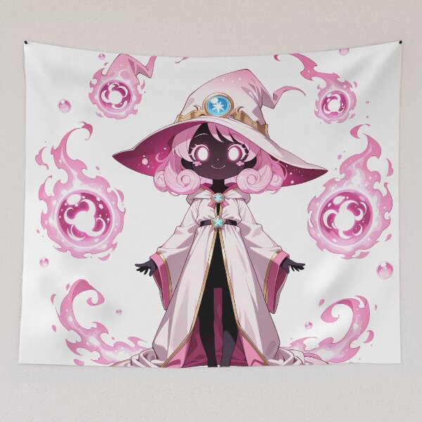 Item preview, Pastel Spirit Mage | Cute Pink Fantasy Witch Chibi with Magic Flames designed and sold by TattooDrive.