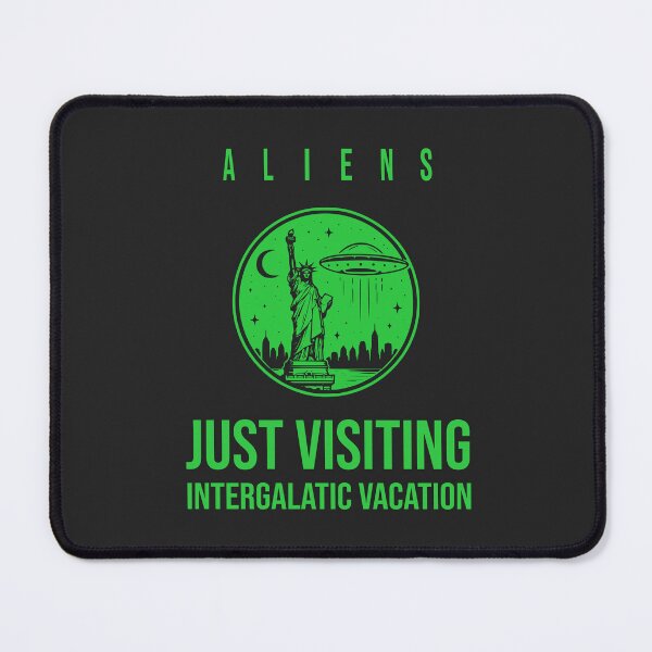 Item preview, Aliens Just Visiting Intergalactic Vacation UFO Statue Of Liberty Retro Sci-Fi Shirt - Green designed and sold by VoglR.