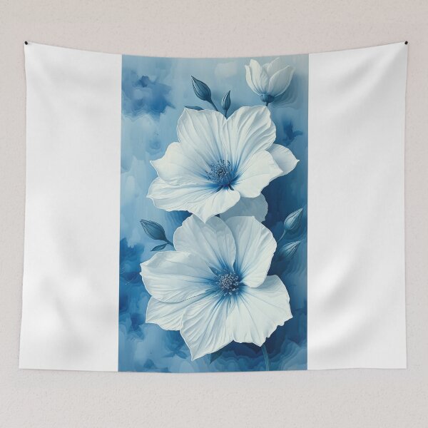 Item preview, Blue and White Floral Composition designed and sold by ScreenPin.