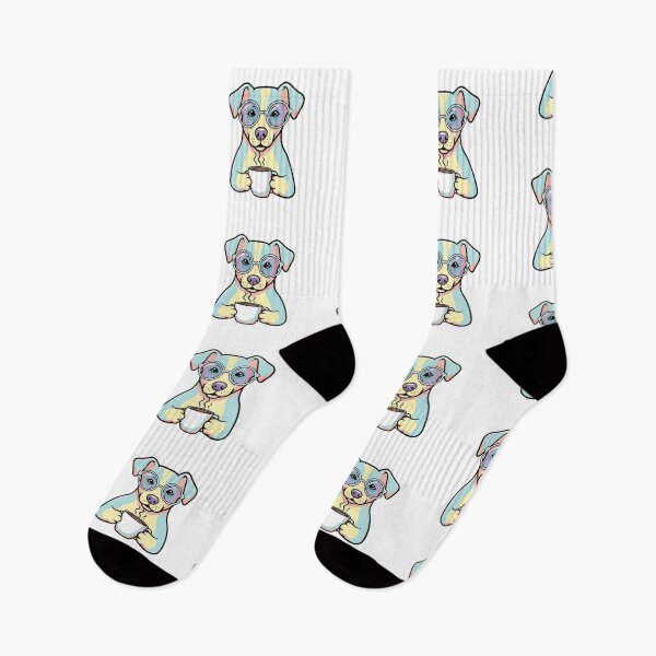 Item preview, Cute Pastel Dog with Glasses Drinking Coffee designed and sold by Osmose-Studio.