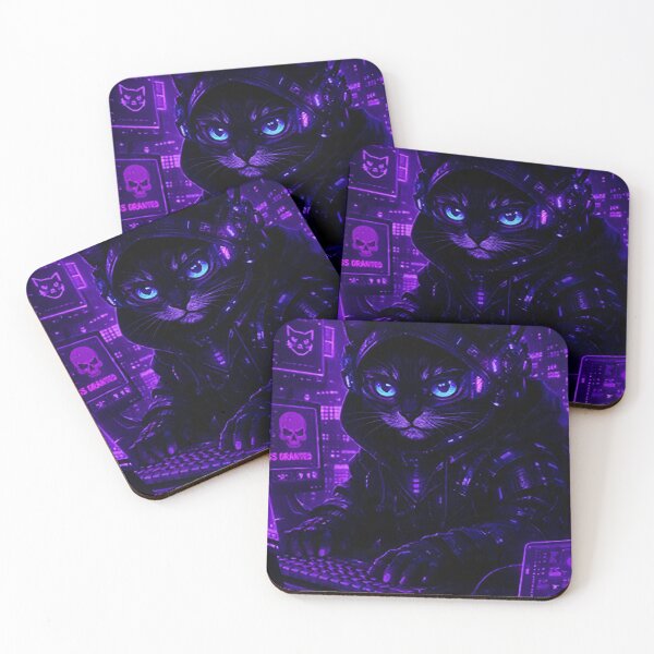 Item preview, Cyberpunk Hacker Cat Purple – Violet Neon Den designed and sold by Neo Tokio.