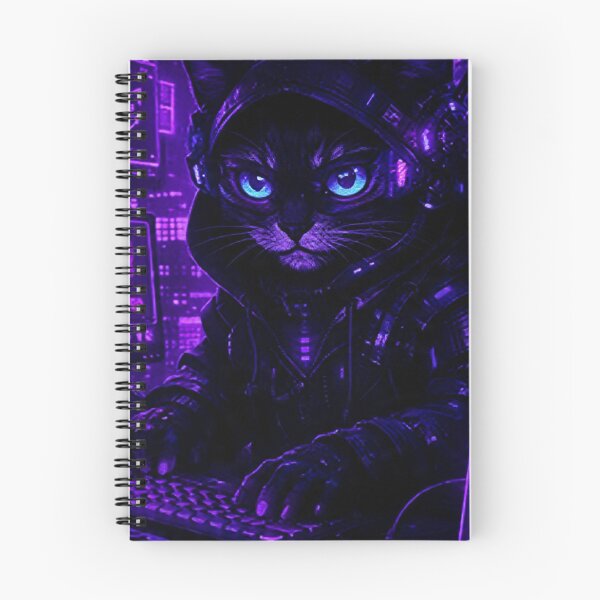 Item preview, Cyberpunk Hacker Cat Purple – Violet Neon Den designed and sold by Neo Tokio.