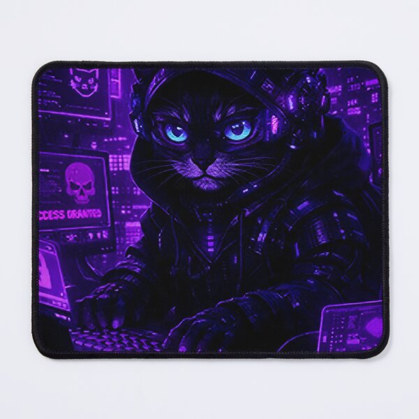 Item preview, Cyberpunk Hacker Cat Purple – Violet Neon Den designed and sold by Neo Tokio.