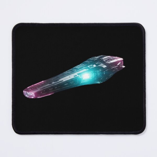 Item preview, Drifting Core Vessel – Cyan Spaceship Deep Space Neon designed and sold by trend-forge.