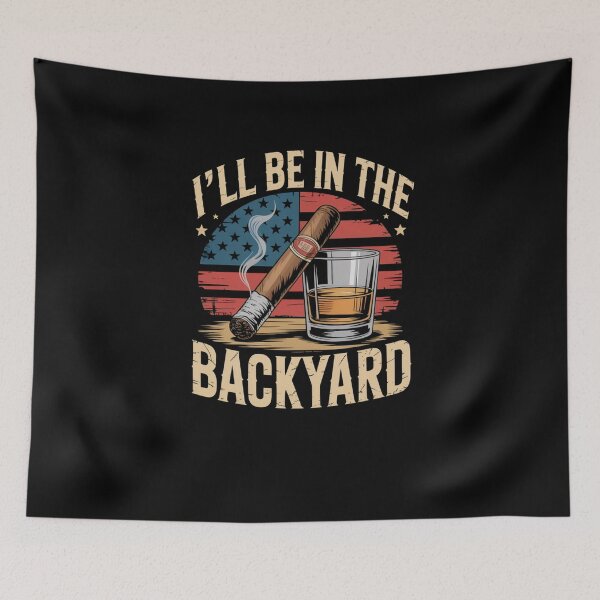 Item preview, Backyard Cigar Whiskey American Flag Smoker Drinker designed and sold by SuperAndSocial.