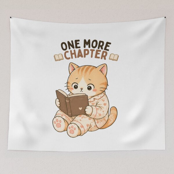 Item preview, One More Chapter Cat | Cute Kawaii Aesthetic | Book Lover Design designed and sold by The Mood Index.