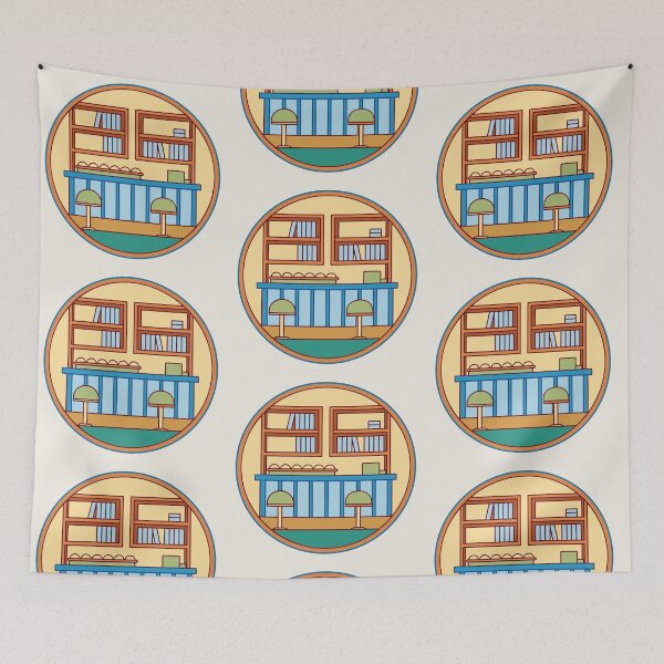 Item preview, vintage bookstore cafe aesthetic, warm earthy colors designed and sold by Senglaopattern.