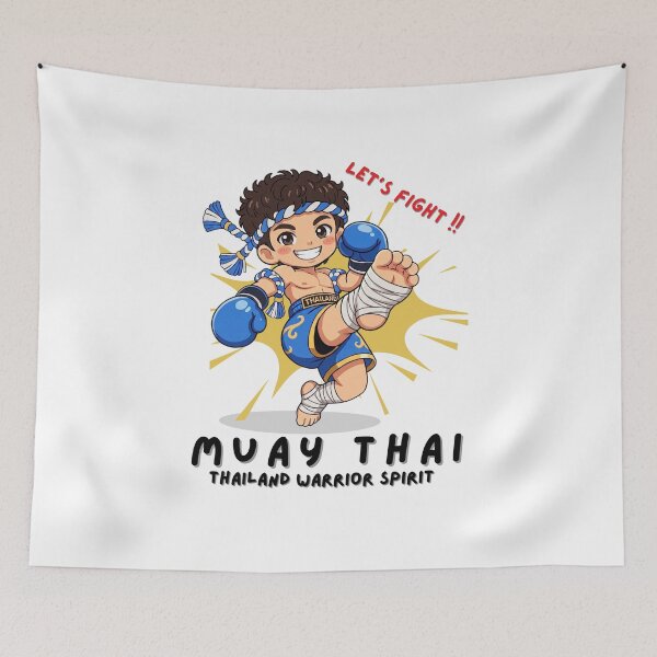 Item preview, Thailand Muay Thai Fighter Cartoon – Let’s Fight Cute Boxing Kick Graphic designed and sold by Beeform.