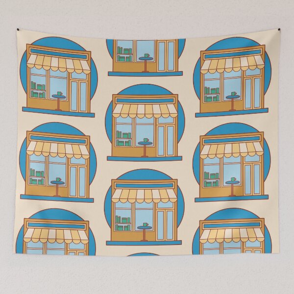 Item preview, vintage bookstore cafe aesthetic, warm earthy colors designed and sold by Senglaopattern.
