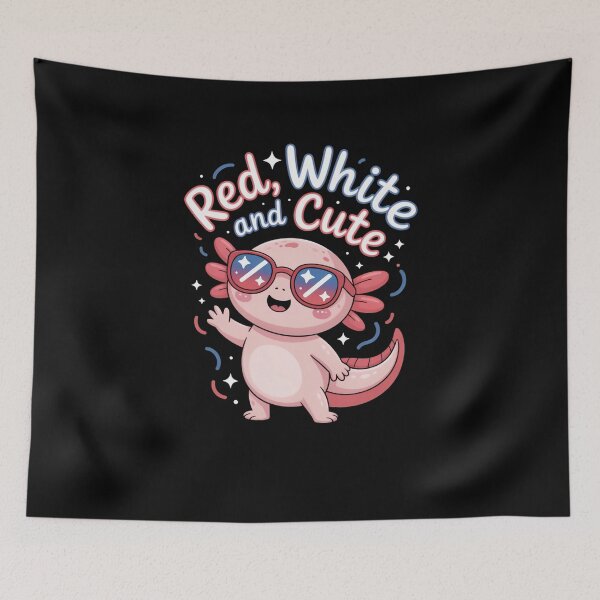 Item preview, Red White and Cute Axolotl Patriotic American designed and sold by SuperAndSocial.