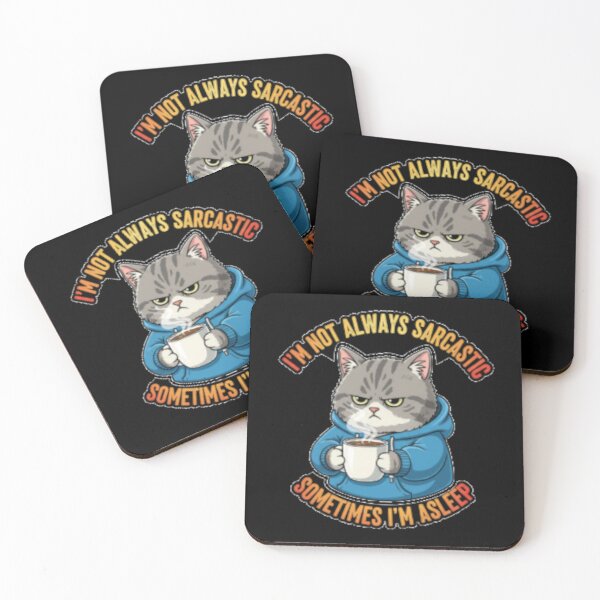 Item preview, I'm Not Always Sarcastic Sometimes I'm Asleep - Funny Grumpy Coffee Cat designed and sold by Bowniko^^.
