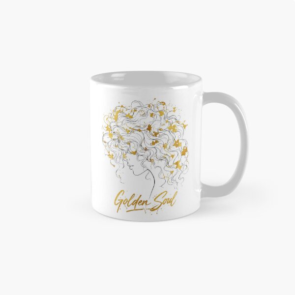 Item preview, Golden Soul Minimalist Line Art Woman Curly Hair Gold Foil designed and sold by MalisoStickers.