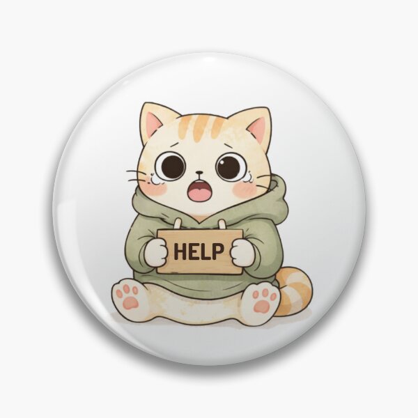 Item preview, Help Cat | Cute Kawaii Aesthetic | Overwhelmed Mood Design designed and sold by The Mood Index.