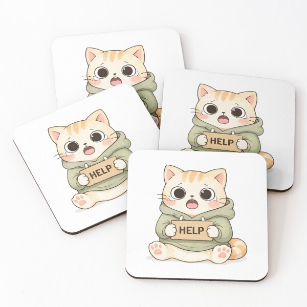 Item preview, Help Cat | Cute Kawaii Aesthetic | Overwhelmed Mood Design designed and sold by The Mood Index.